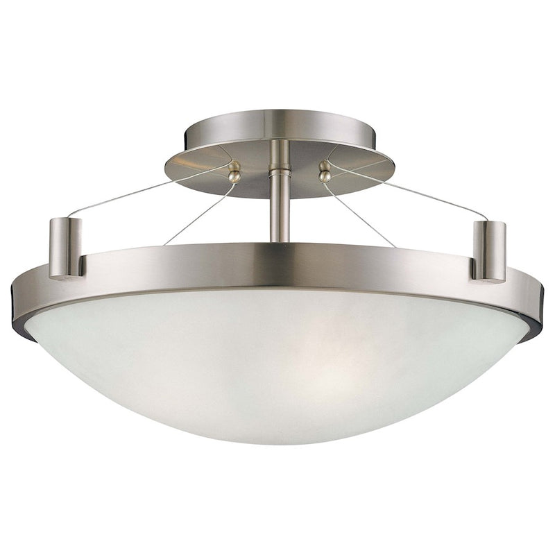 George Kovacs Suspended 17in 3-Light Semi Flush Mount | Brushed Nickel Steel | Kitchen & Hallway | 17 x 17 x 10 in | Model P591-084