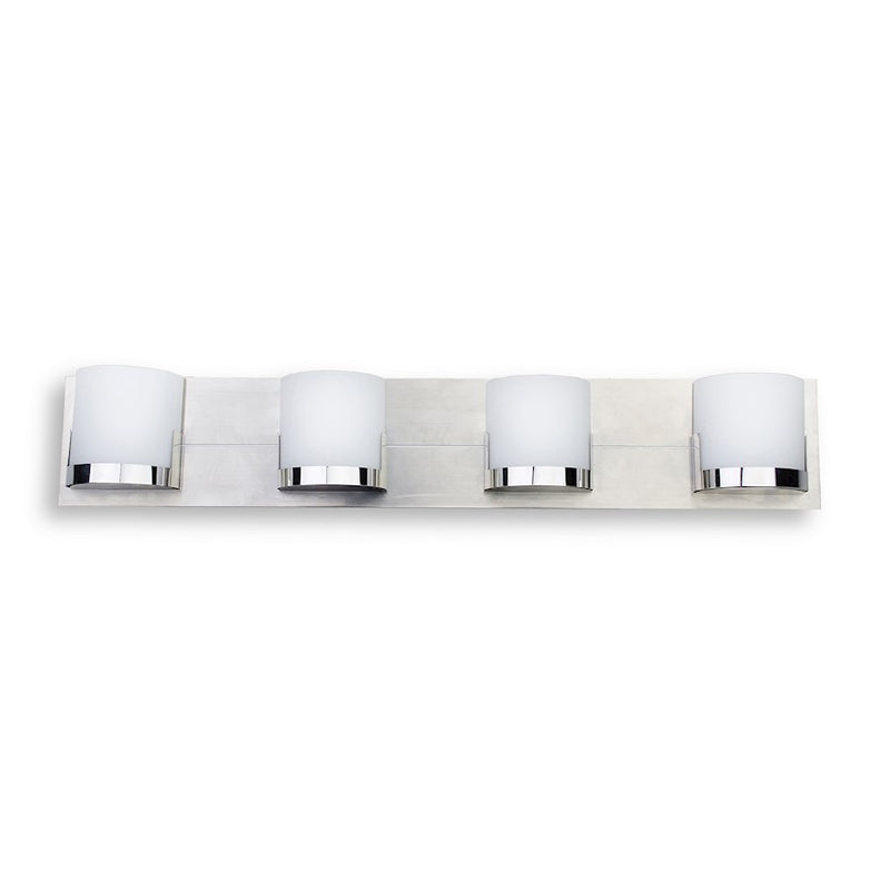 George Kovacs Convex 29in 4-Light Wall Sconce | Contemporary Chrome and Clear Glass | Bathroom Vanity | 29 x 3 x 5 in | Model P5954-077