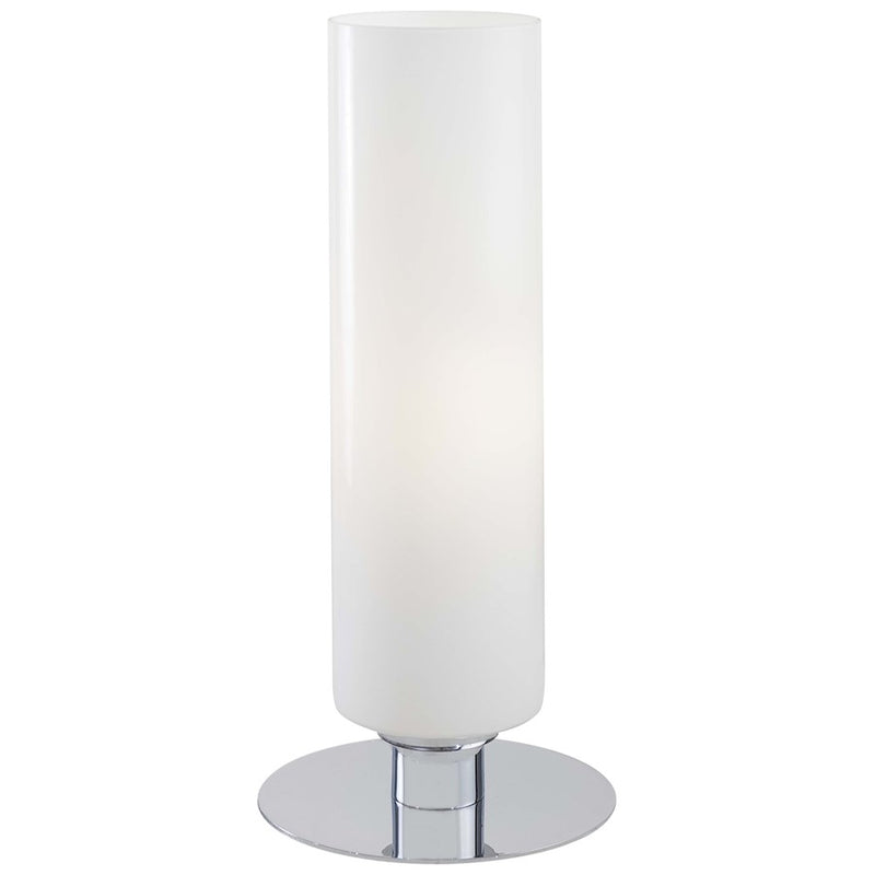 George Kovacs 1-Light Table Lamp | Contemporary Chrome Metal and White Cased Glass | Living Room & Bedside Accent | 6 x 13 in | Model P661-077