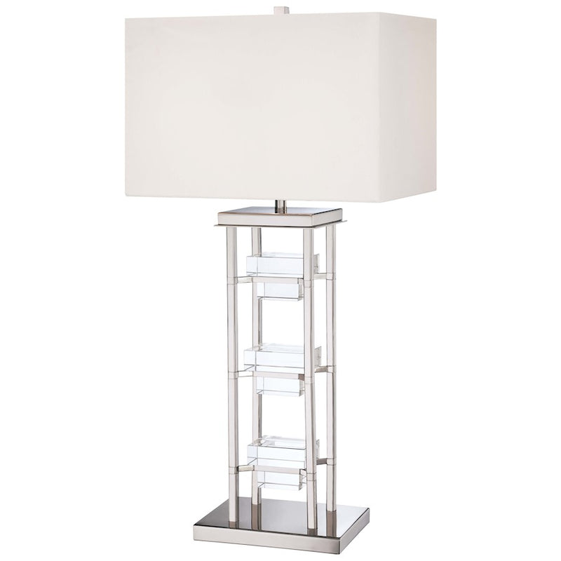 George Kovacs Portables 2-Light 17in Table Lamp | Contemporary Polished Nickel | Living Room & Bedroom Accent | 11 x 17 x 34 in | Model P765-613