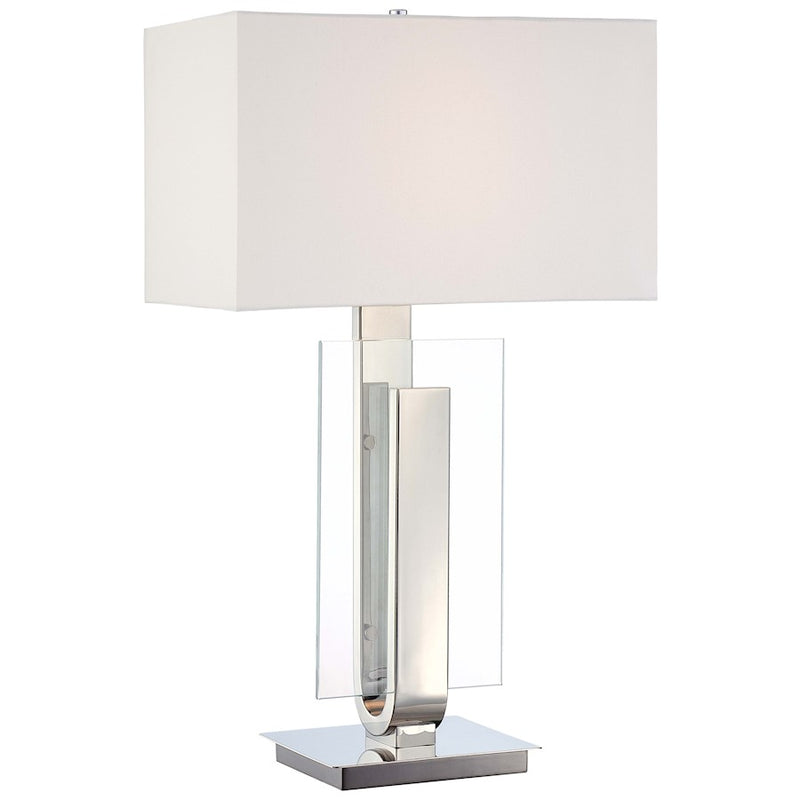 George Kovacs Portables 30in 1-Light Table Lamp | Polished Nickel Contemporary | Living Room & Bedroom Accent | 18 x 10 x 30 in | Model P794-613