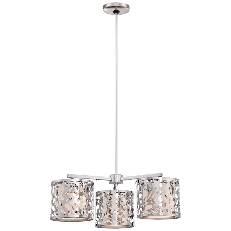 George Kovacs Layover 24in 3-Light Chandelier | Contemporary Chrome and Etched Opal Glass | Dining Room & Living Room | Model P7984-077