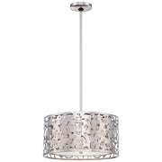George Kovacs Layover 16in 2-Light Drum Pendant | Contemporary Chrome and White Linen | Kitchen Island & Dining Room | Model P7985-077