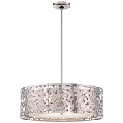 George Kovacs Layover 24in 4-Light Pendant | Contemporary Chrome and White Linen | Kitchen Island & Dining Room | 24 x 24 x 8 in | Model P7986-077