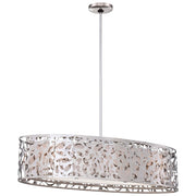 George Kovacs Layover 32in 3-Light Island Light | Contemporary Chrome and White Linen | Kitchen Island | 32 x 12 x 8 in | Model P7987-077