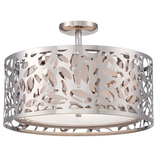 George Kovacs Layover 18in 2-Light Semi-Flush Mount | Contemporary Chrome and White Linen | Hallway & Bedroom | 18 x 18 x 13 in | Model P7988-077