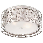George Kovacs Layover 16in 2-Light Flush Mount | Contemporary Chrome and White Linen | Hallway & Bedroom | 16 x 16 x 7 in | Model P7989-077