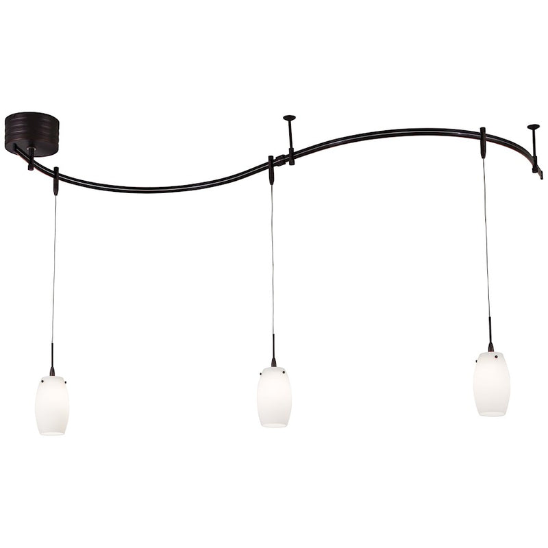 George Kovacs Lightrail 96in 3-Light Mini Pendant Rail Kit | Contemporary Sable Bronze Patina | Kitchen Island & Dining Room | Model P8003-1-467