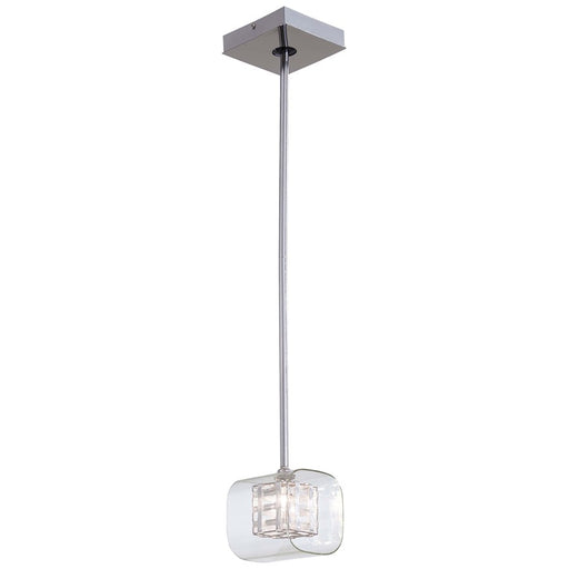 George Kovacs Jewel Box 5in 1-Light Mini Pendant | Contemporary Chrome and Clear Glass | Kitchen Island & Accent | 5 x 5 x 6 in | Model P801-077