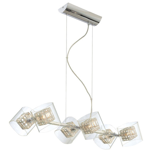 George Kovacs Jewel Box 30in 6-Light Island Lighting | Contemporary Chrome and Clear Glass | Kitchen Island & Dining Room | Model P803-077