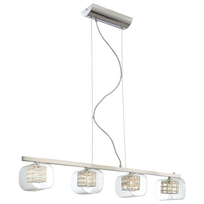 George Kovacs Jewel Box 39in 4-Light Island Lighting | Contemporary Chrome and Clear Glass | Kitchen Island & Dining Room | Model P804-077