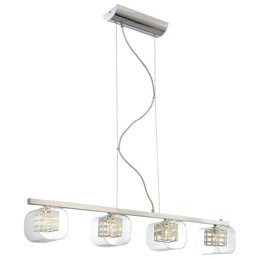 George Kovacs Jewel Box 39in 4-Light Island Lighting | Contemporary Chrome and Clear Glass | Kitchen Island & Dining Room | Model P804-077