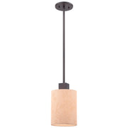 George Kovacs Kimono 6in 1-Light Mini Pendant | Contemporary Antique Dorian Bronze and Textile Shade | Kitchen Island & Dining Room | Model P8080-615