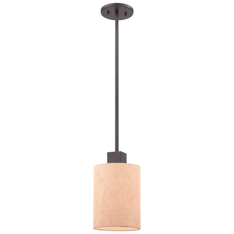 George Kovacs Kimono 6in 1-Light Mini Pendant | Contemporary Antique Dorian Bronze and Textile Shade | Kitchen Island & Dining Room | Model P8080-615