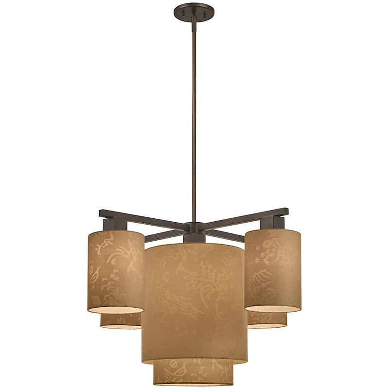 George Kovacs Kimono 30in 5-Light Chandelier | Contemporary Antique Dorian Bronze | Dining Room & Living Room | 30 x 30 x 18 in | Model P8085-615