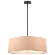George Kovacs Kimono 24in 4-Light Pendant | Contemporary Antique Dorian Bronze and Textile Shade | Kitchen Island & Dining Room | Model P8087-615