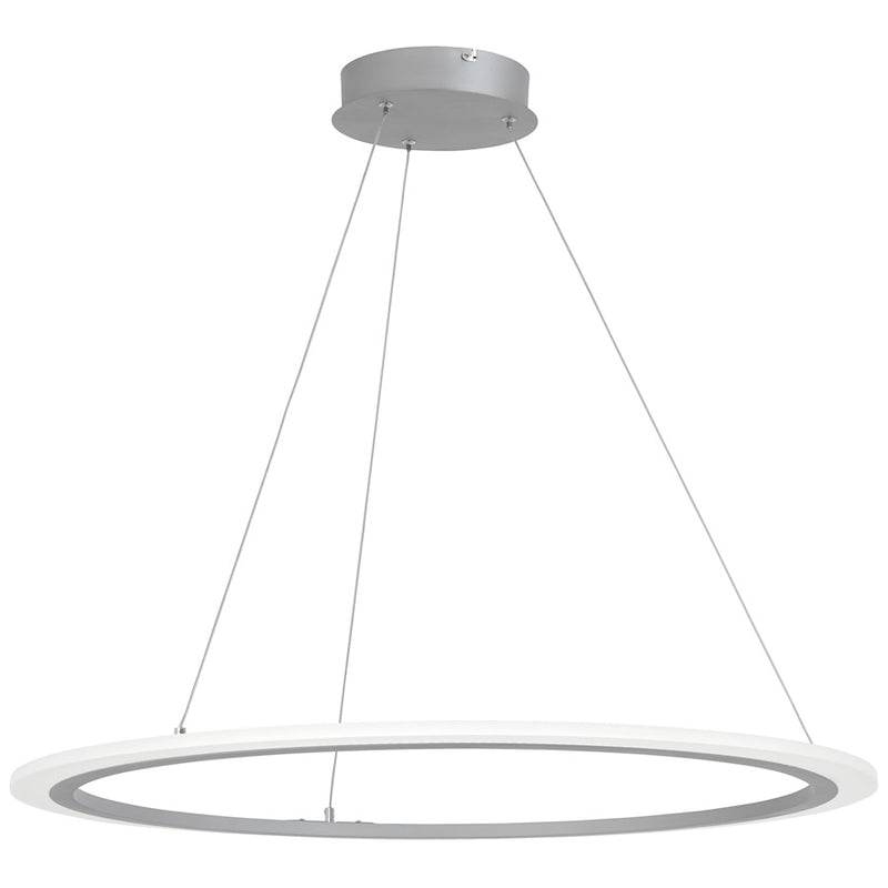George Kovacs Discovery 31in LED Pendant | Minimalist Silver and Acrylic | Kitchen Island & Dining Room | 31 x 31 x 1 in | Model P8141-609-L