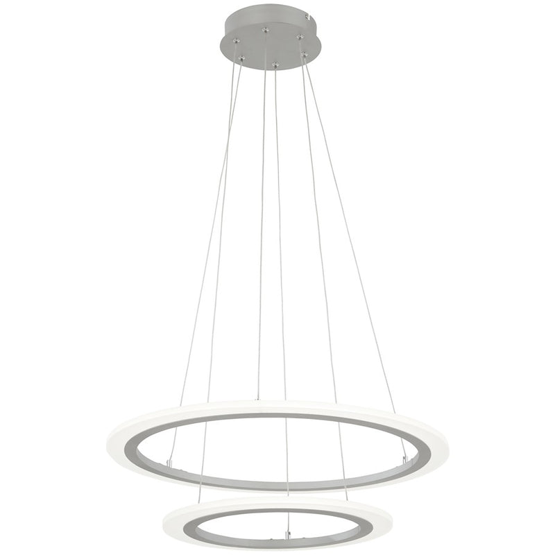 George Kovacs Discovery 24in LED Pendant | Minimalist Silver Acrylic Ring | Dining Room & Living Room | 24 x 24 x 6 in | Model P8142-609-L
