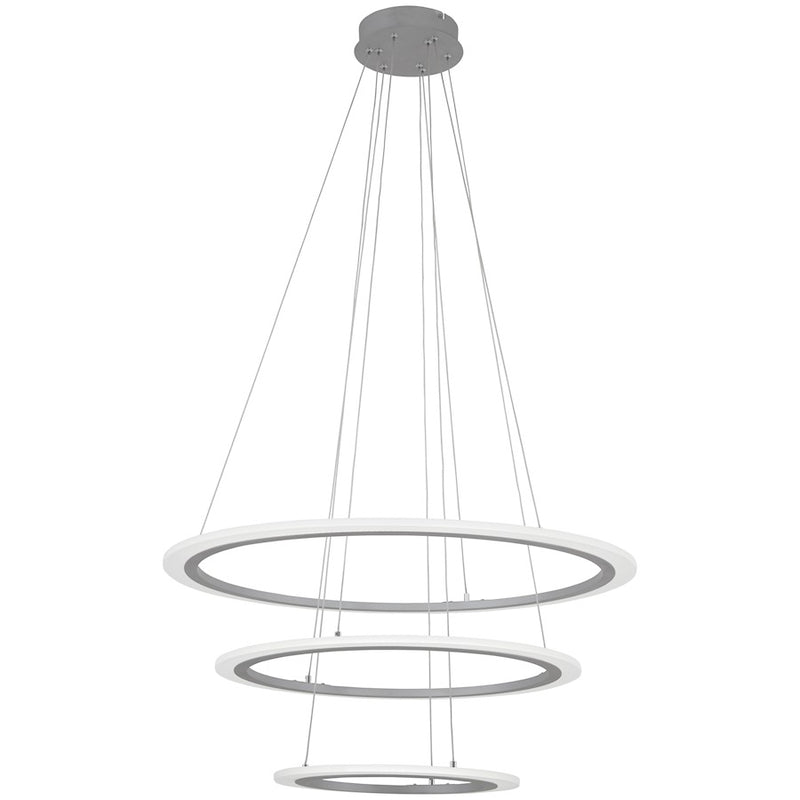 George Kovacs Discovery LED Pendant | Modern Silver Finish Acrylic Ring | Dining Room & Entryway Statement Light | 31in W x 31in | Model P8143-609-L