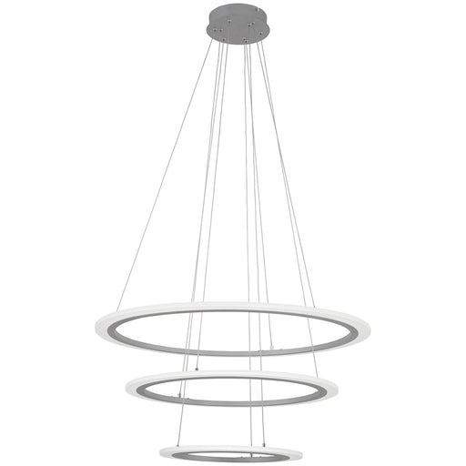George Kovacs Discovery LED Pendant | Modern Silver Finish Acrylic Ring | Dining Room & Entryway Statement Light | 31in W x 31in | Model P8143-609-L