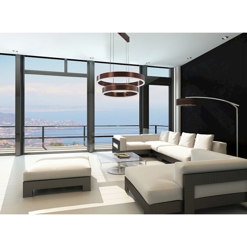 George Kovacs Rendezvous 24in LED Pendant | Modern Satin Bronze and Acrylic | Dining Room & Kitchen Island | 24 x 24 x 59 in | Model P8153-670-L