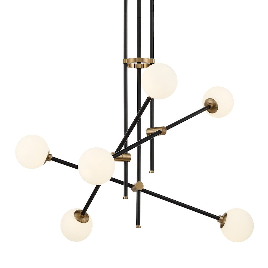 Minka George Kovacs Cosmet 6 Light Pendant, Coal And Aged Brass - P8155-681