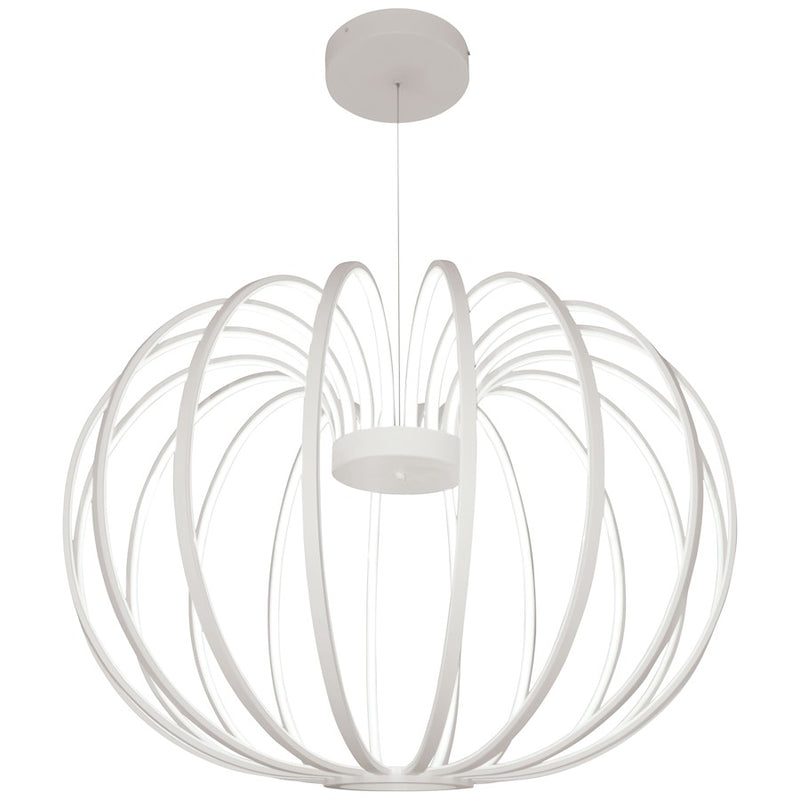 George Kovacs Snow Sprite 26in 1-Light LED Pendant | Modern Matte White and Frosted Acrylic | Dining Room & Living Room | Model P8203-044B-L