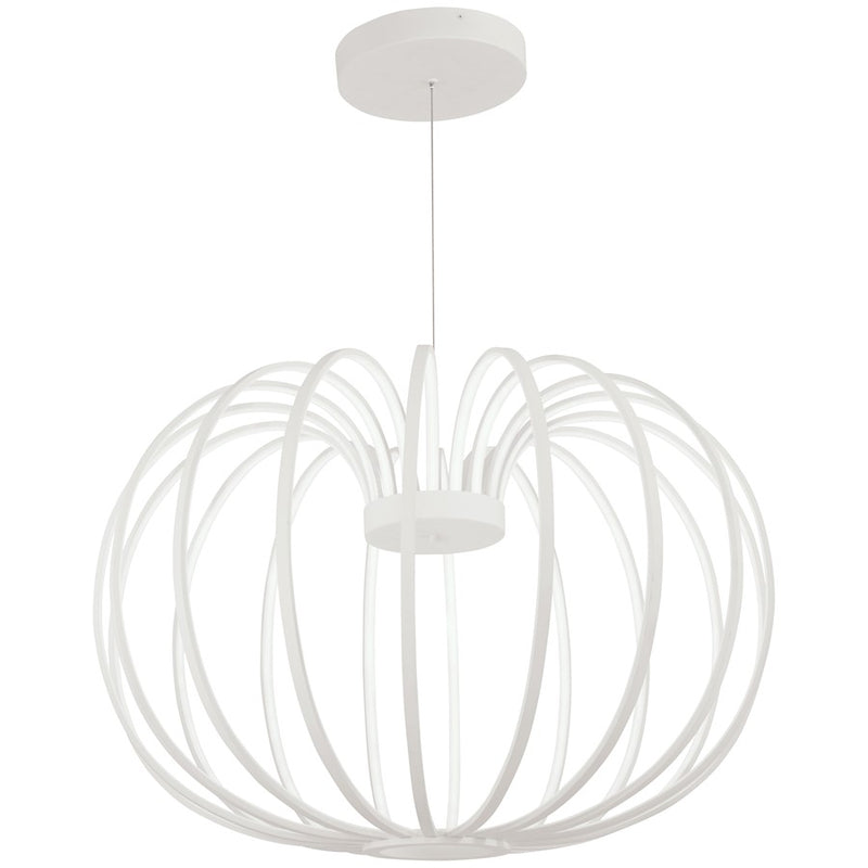 George Kovacs Snow Sprite 34in LED Pendant | Modern Matte White and Frosted Acrylic | Dining Room & Living Room | 34 x 34 x 59 in | Model P8204-044B-L