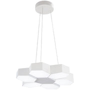 George Kovacs Hexacomb 19.5in 1-Light LED Pendant | Modern Matte White and Frosted Acrylic | Dining Room & Entryway | Model P8216-044B-L