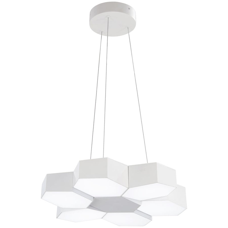 George Kovacs Hexacomb 19.5in 1-Light LED Pendant | Modern Matte White and Frosted Acrylic | Dining Room & Entryway | Model P8216-044B-L