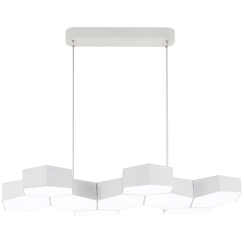 George Kovacs Hexacomb 32in 1-Light LED Pendant | Matte White and Frosted Acrylic | Kitchen Island & Dining Room | W 18 x D 32 x | Model P8218-044B-L