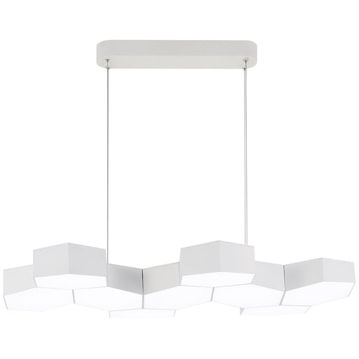 George Kovacs Hexacomb 32in 1-Light LED Pendant | Matte White and Frosted Acrylic | Kitchen Island & Dining Room | W 18 x D 32 x | Model P8218-044B-L