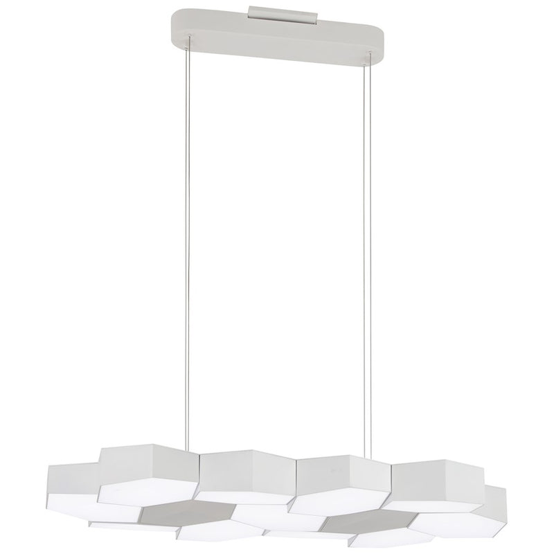 George Kovacs Hexacomb 59in LED Pendant | Matte White Geometric Honeycomb Acrylic | Dining Room & Kitchen Island | Model P8219-044B-L