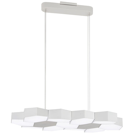 George Kovacs Hexacomb 59in LED Pendant | Matte White Geometric Honeycomb Acrylic | Dining Room & Kitchen Island | Model P8219-044B-L