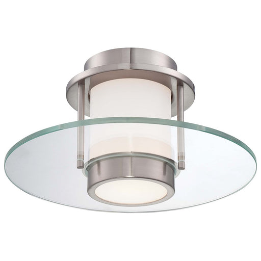 George Kovacs 1-Light Flush Mount | Contemporary Brushed Nickel | Bedroom & Hallway Ceiling Light | 13 x 7 in, ETL Listed | Model P854-084