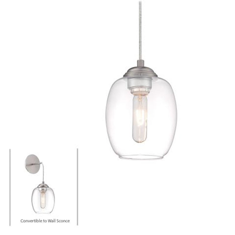 George Kovacs Bubble 8in 1-Light Mini Pendant | Industrial Brushed Nickel and Exposed Bulb | Kitchen Island & Dining Nook | Model P931-084