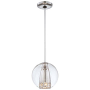 George Kovacs Bling Bang 8in 1-Light Mini Pendant | Contemporary Chrome and Crystal | Kitchen Island & Dining Room | 8 x 8 in | Model P941-077