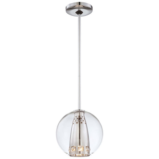 George Kovacs Bling Bang 8in 1-Light Mini Pendant | Contemporary Chrome and Crystal | Kitchen Island & Dining Room | 8 x 8 in | Model P941-077