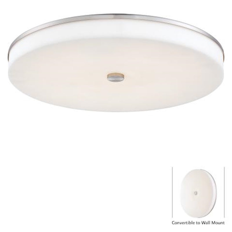 George Kovacs U.H.O. LED Flush Mount | Contemporary Brushed Nickel | Hallway & Bedroom Ceiling Light | 15in Square x 4in H | Model P950-084-L