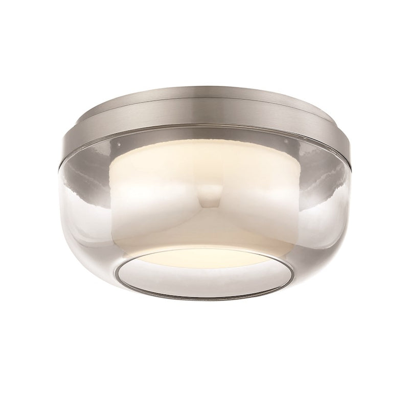 Minka George Kovacs First Encounter 10in LED Flush Mount | Transitional Brushed Nickel | Hallway & Bedroom | 10 x 10 x 5 in | Model P952-1-084-L