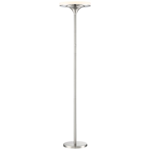 George Kovacs U.H.O. LED Torchiere Floor Lamp | Contemporary Brushed Nickel and White | Living Room & Bedroom Ambient Light | Model P959-084-L