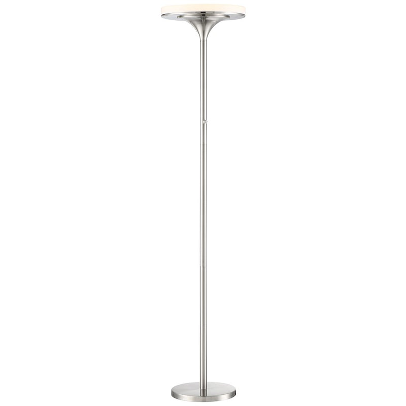 George Kovacs U.H.O. LED Torchiere Floor Lamp | Contemporary Brushed Nickel and White | Living Room & Bedroom Ambient Light | Model P959-084-L