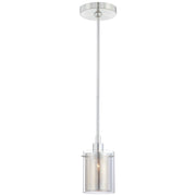 George Kovacs Grid 5in 1-Light Mini Pendant | Contemporary Chrome and Clear Glass | Kitchen Island & Dining Room | 5 x 6 in | Model P960-077
