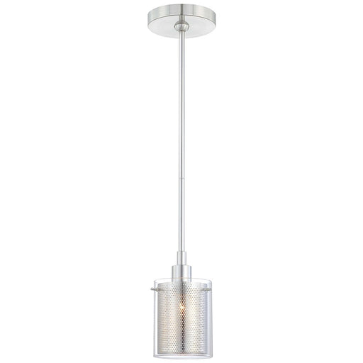 George Kovacs Grid 5in 1-Light Mini Pendant | Contemporary Chrome and Clear Glass | Kitchen Island & Dining Room | 5 x 6 in | Model P960-077