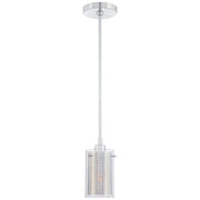 George Kovacs Grid 6in 1-Light Mini Pendant | Contemporary Chrome and Clear Glass | Kitchen Island & Dining Room | W 6 x D 6 x H 20 | Model P961-077