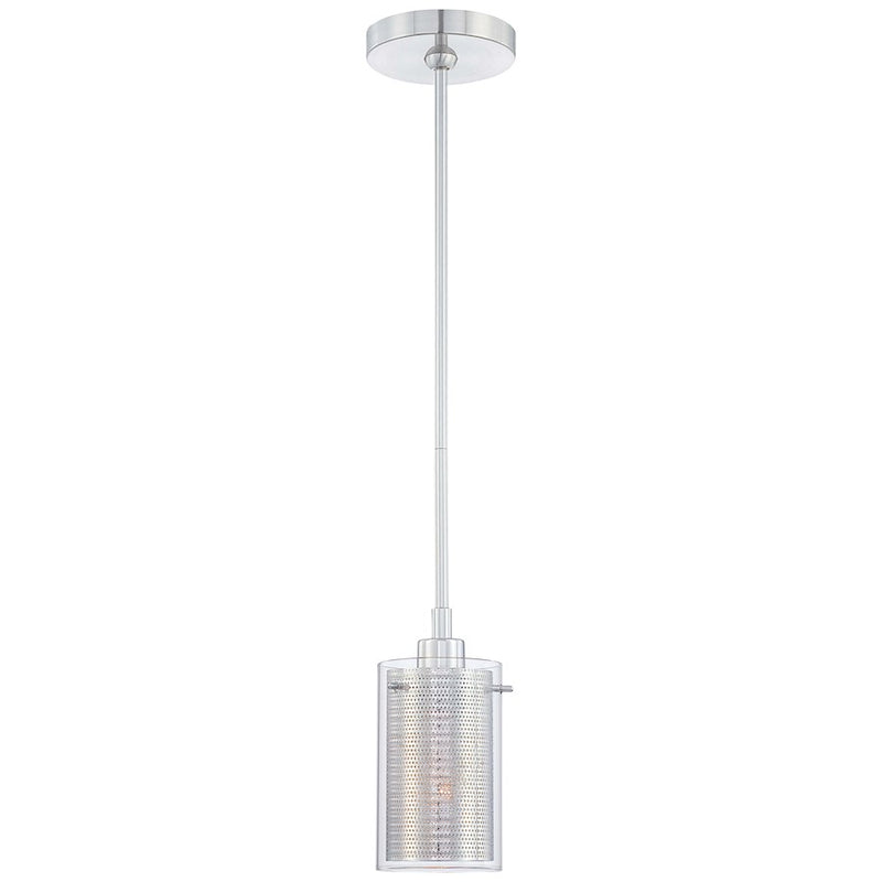 George Kovacs Grid 6in 1-Light Mini Pendant | Contemporary Chrome and Clear Glass | Kitchen Island & Dining Room | W 6 x D 6 x H 20 | Model P961-077