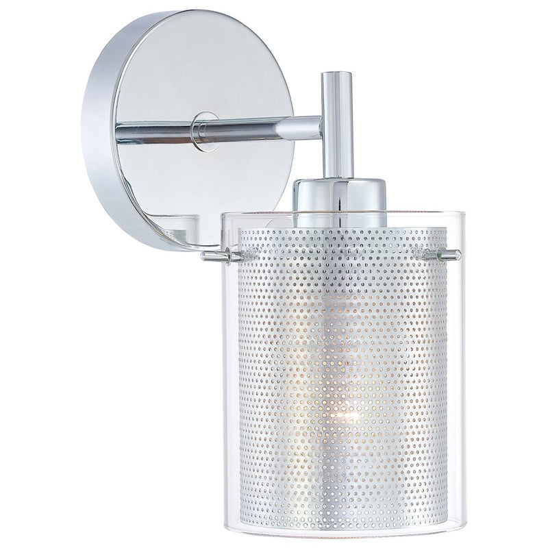 George Kovacs Grid 1-Light Wall Sconce | Chrome and Clear Glass | Hallway & Bathroom Accent Light | 5 x 8 x 10 in | Model P962-077