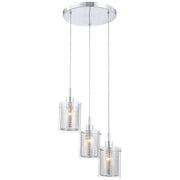 George Kovacs Grid II 3-Light Pendant | Contemporary Chrome and Clear Glass | Kitchen Island & Dining Room | 14 x 6 in | Model P963-077