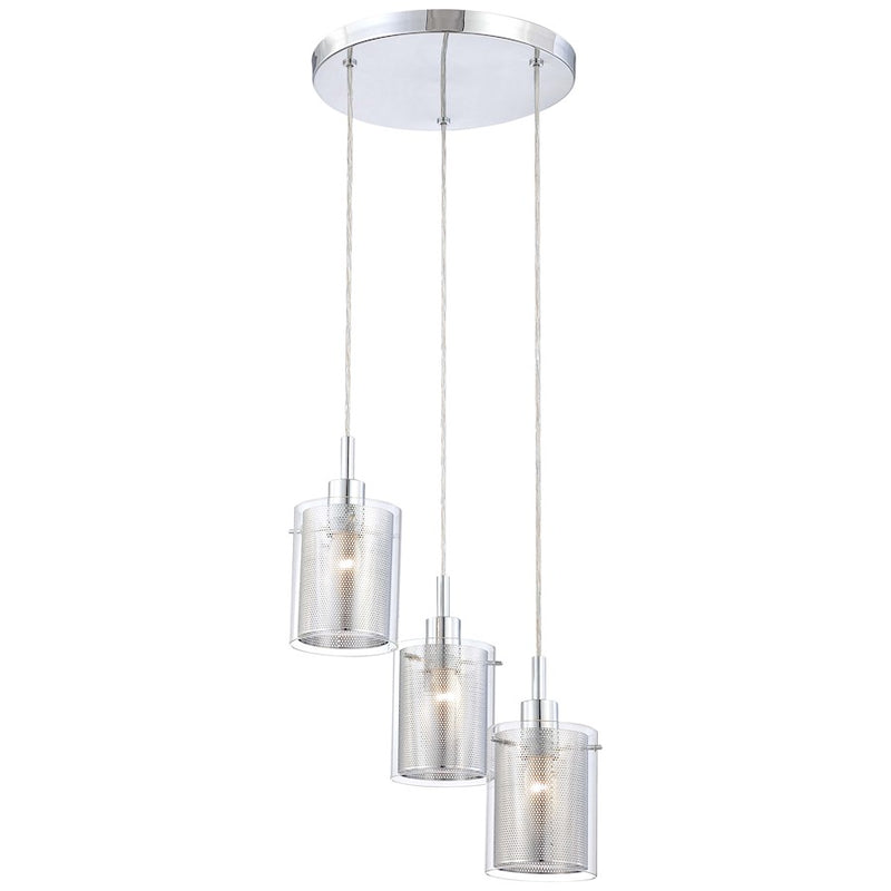 George Kovacs Grid II 3-Light Pendant | Contemporary Chrome and Clear Glass | Kitchen Island & Dining Room | 14 x 6 in | Model P963-077