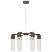 George Kovacs Light Rain 24in 6-Light Chandelier | Contemporary Copper Bronze Patina and Clear Seeded Glass | Dining Room & Living | Model P975-647